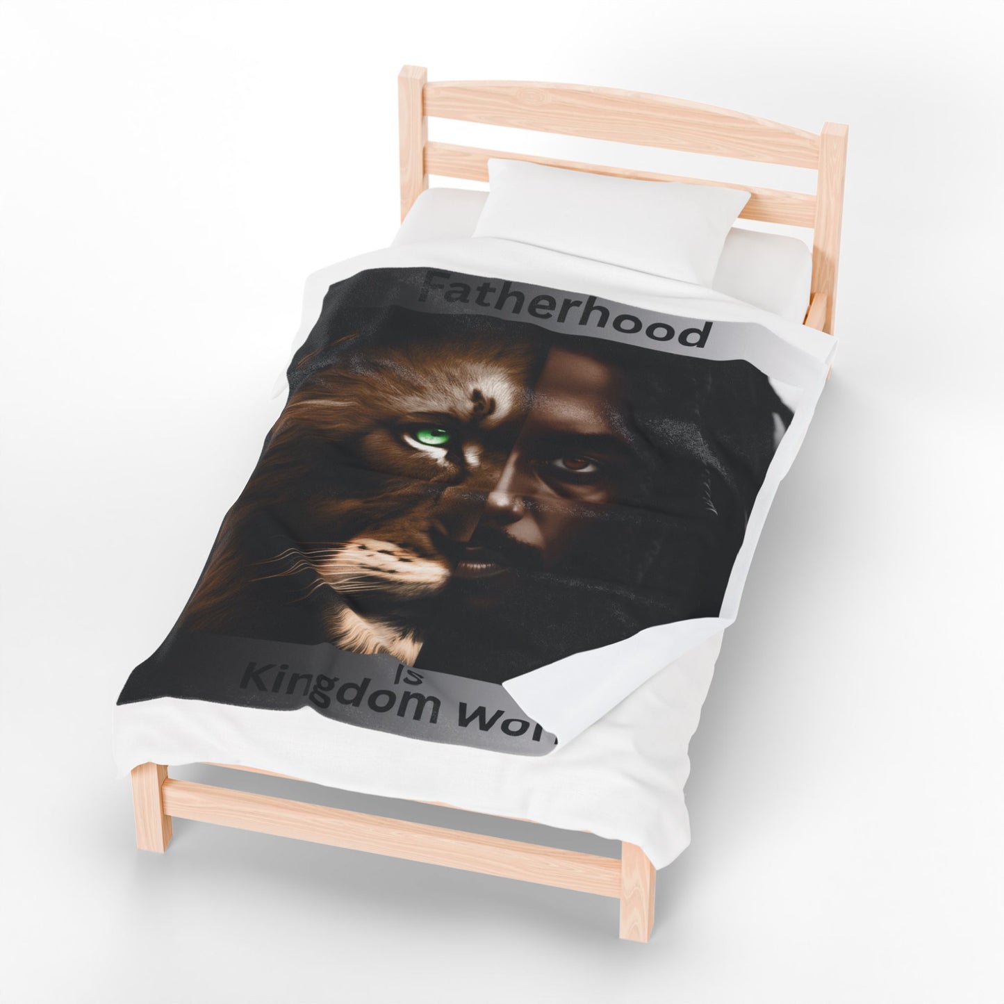 Fatherhood is Kingdom Work Velveteen Plush Blanket, Cozy Throw Blanket, Inspirational Home Decor, Gift for Dads, Modern Family Decor