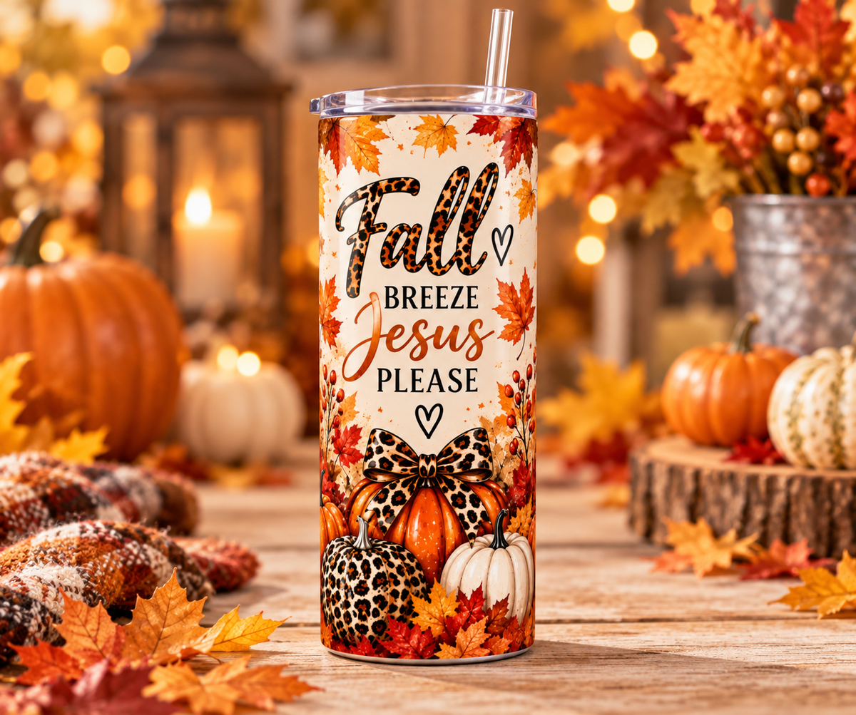 Fall Breeze, Jesus Please 20 oz Skinny Tumbler