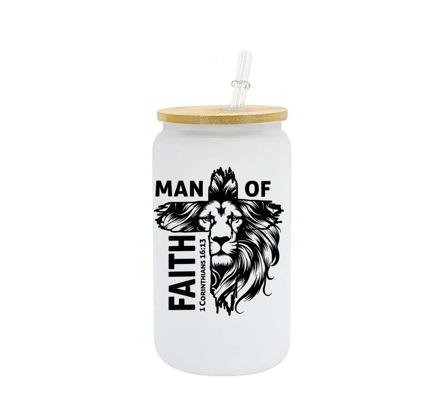 Man of Faith Glass Can Tumbler – 16 oz