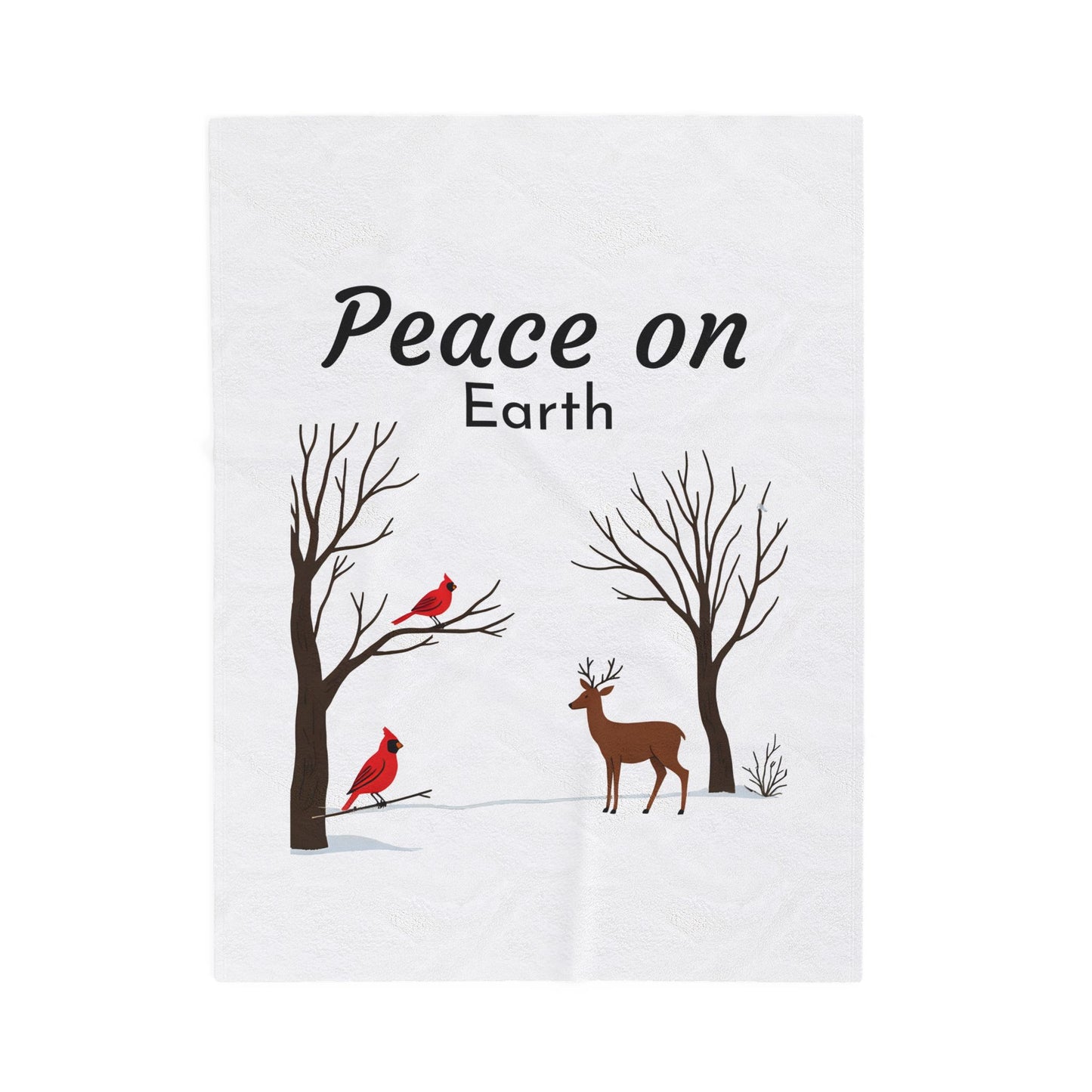 Cozy Holiday Velveteen Plush Blanket | Peace on Earth Design for Comfort, Gift for Christmas, Winter Decor, Home, Cozy Nights