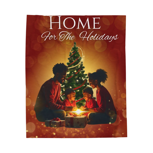 Cozy Velveteen Plush Blanket - Home for the Holidays