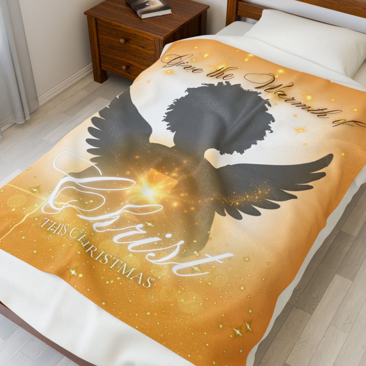 Warmth of Christ Velveteen Plush Blanket for Christmas