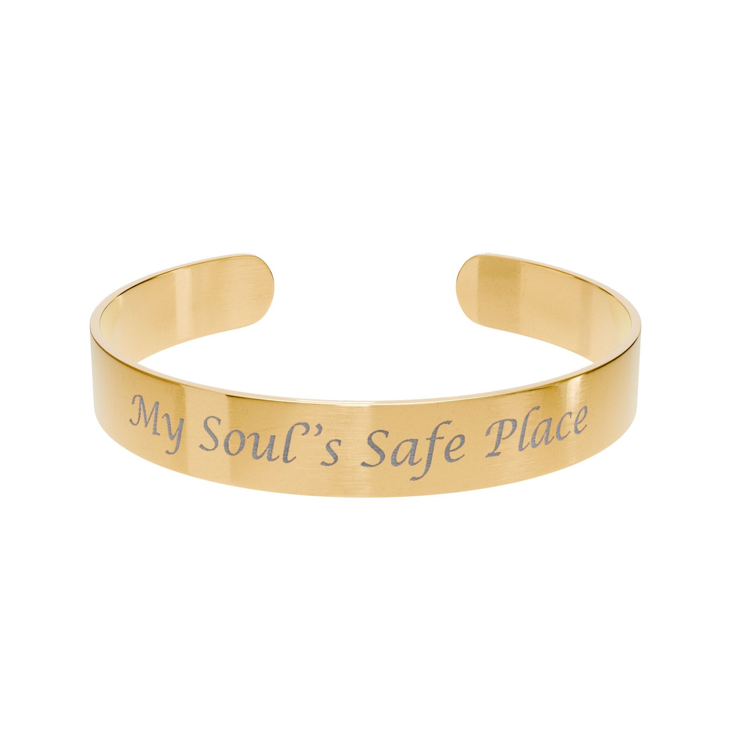 Engraved Rose Gold Cuff Bracelet — “My Soul’s Safe Place” Personalized Statement Jewelry