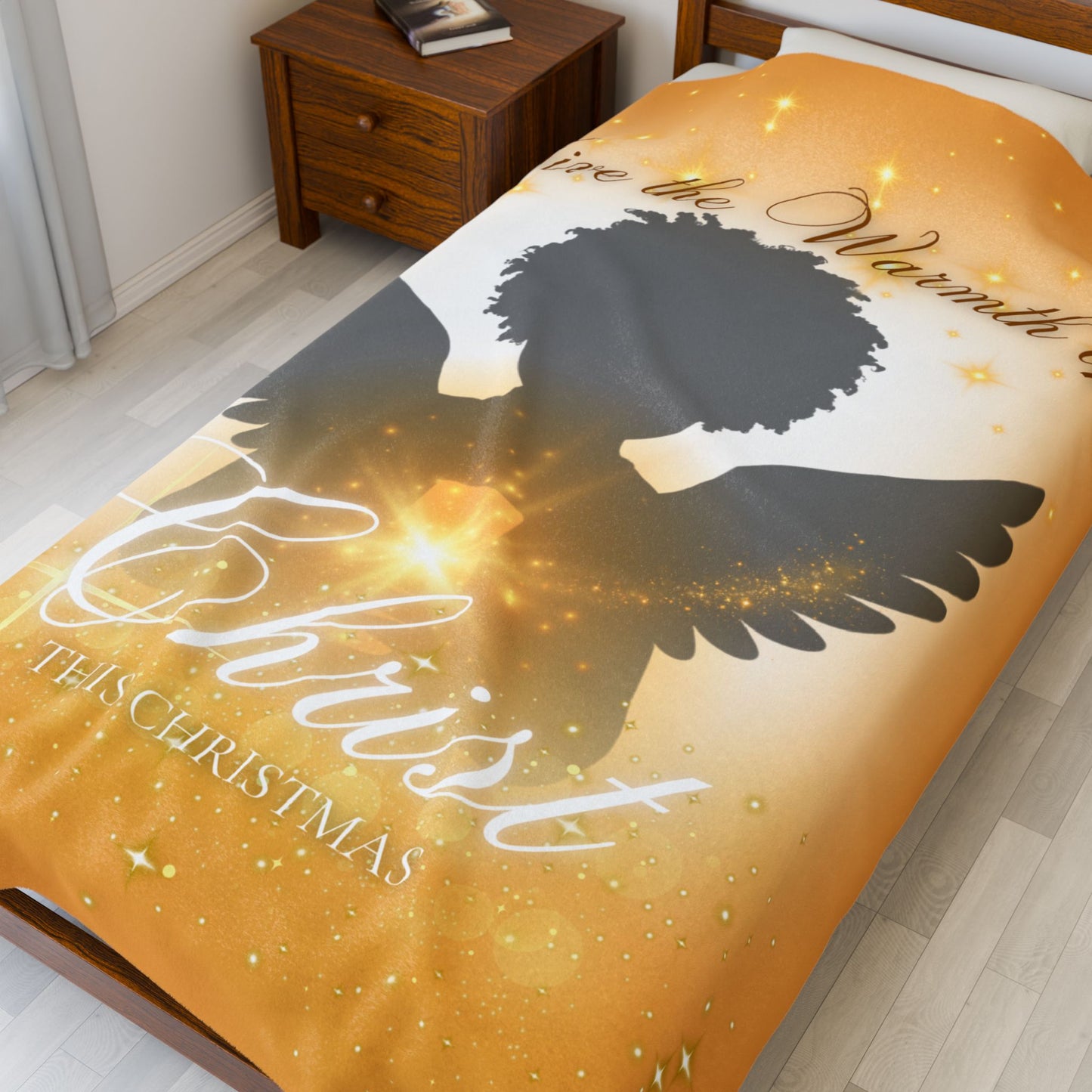 Warmth of Christ Velveteen Plush Blanket for Christmas