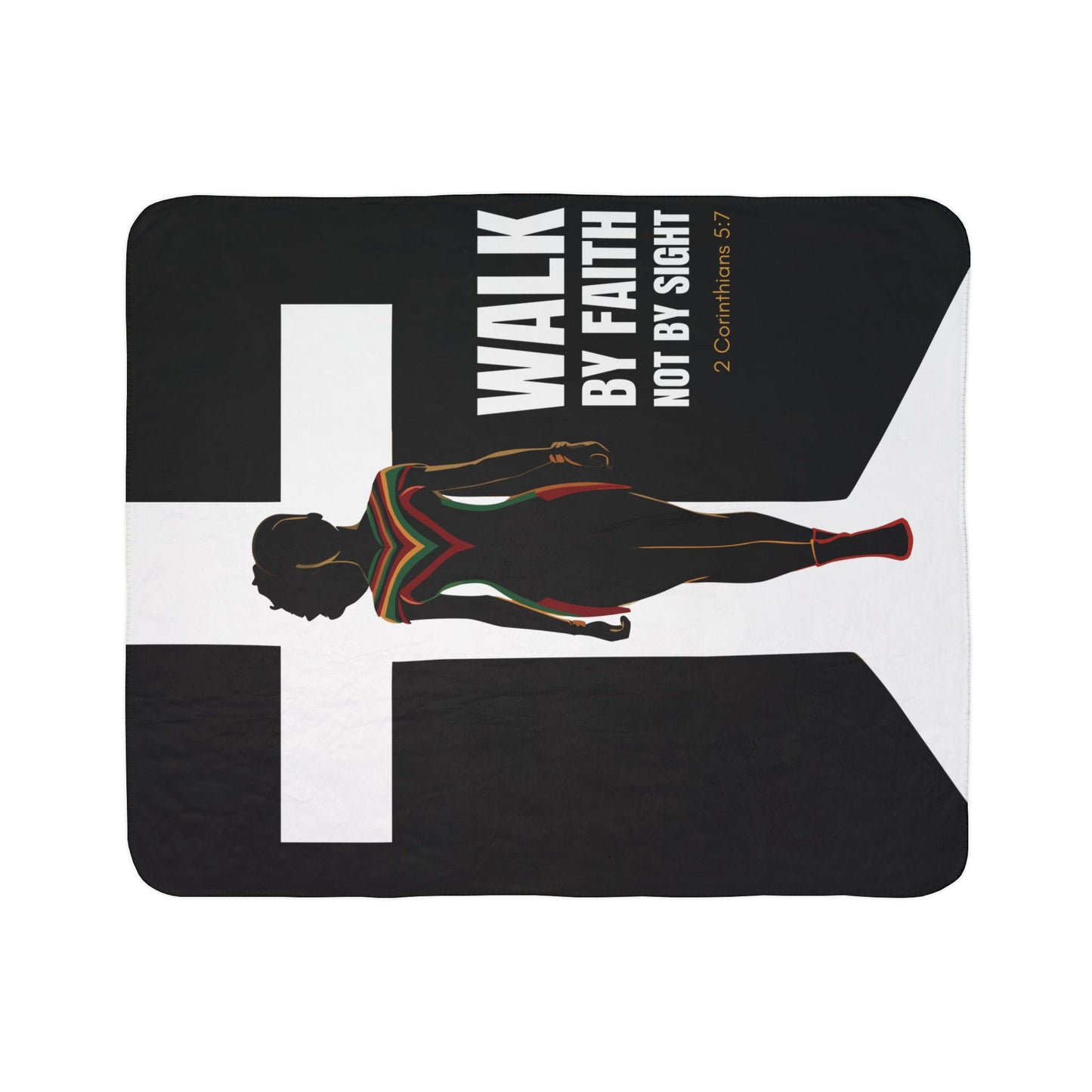 Faith Walk Sherpa Blanket — "Walk by Faith, Not by Sight" Christian Throw