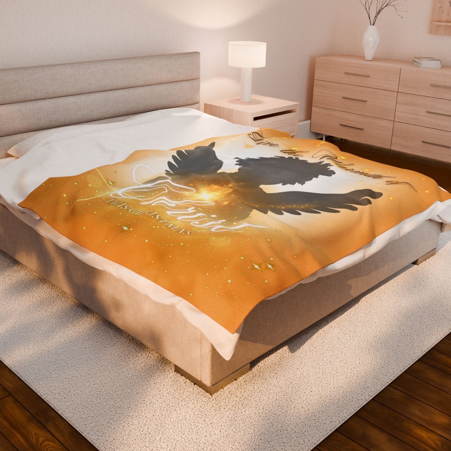 Warmth of Christ Velveteen Plush Blanket for Christmas