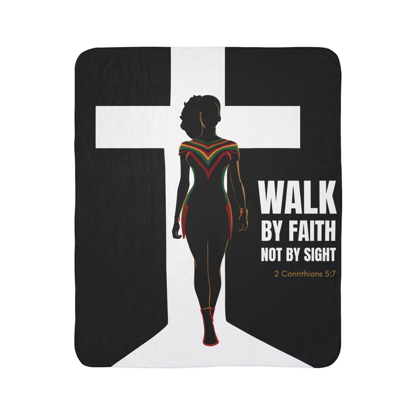 Faith Walk Sherpa Blanket — "Walk by Faith, Not by Sight" Christian Throw