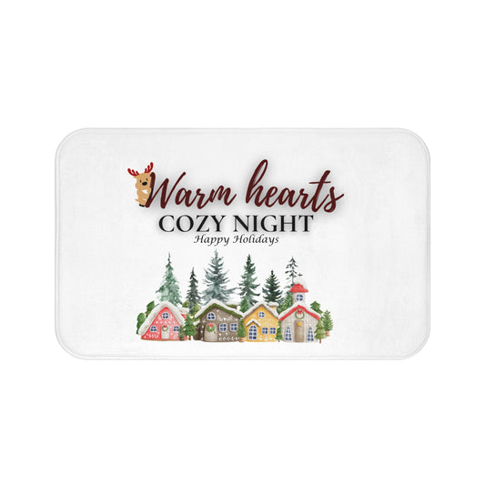 Cozy Night Holiday Bath Mat - Warm Hearts Design