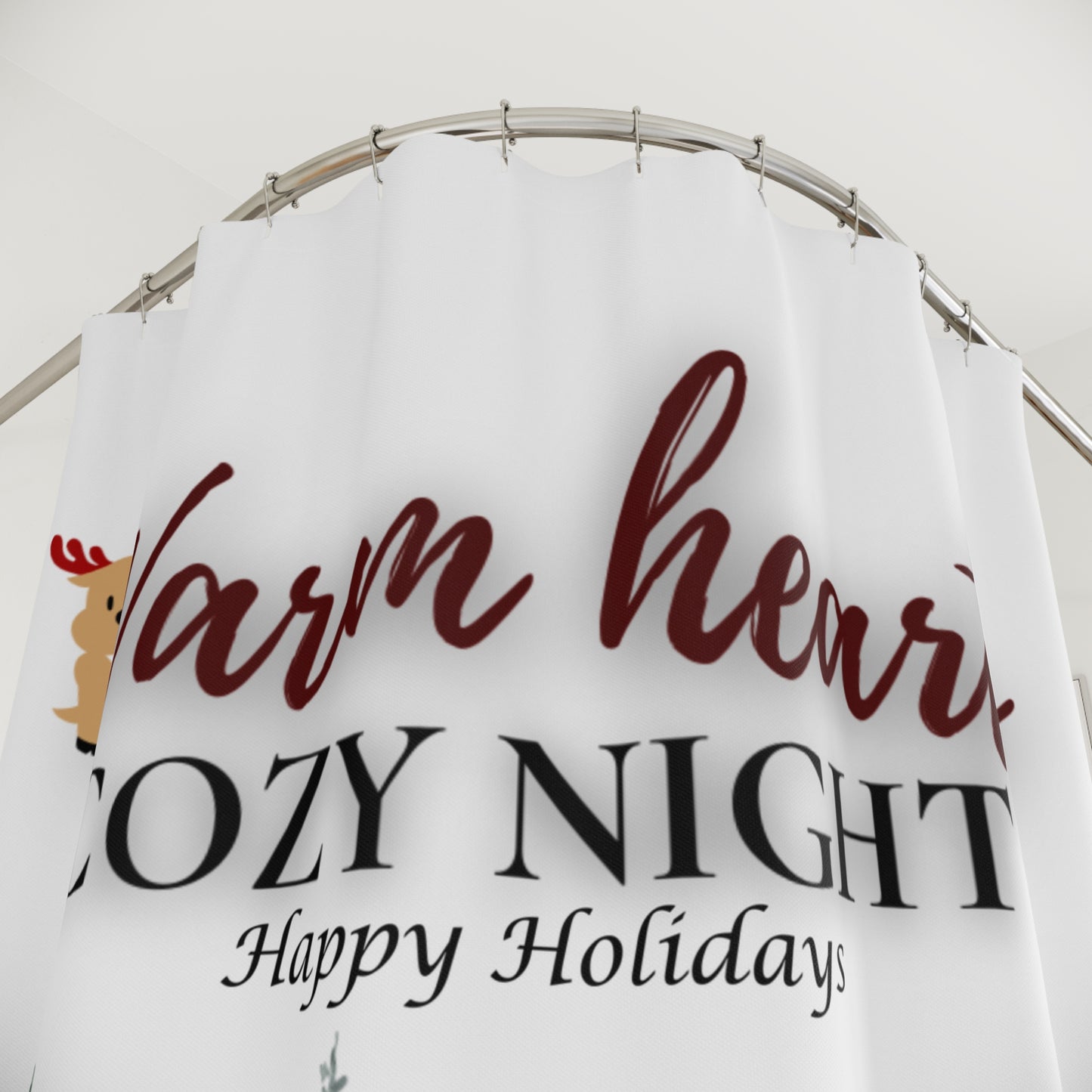 Cozy Holiday Shower Curtain - Warm Hearts & Happy Nights