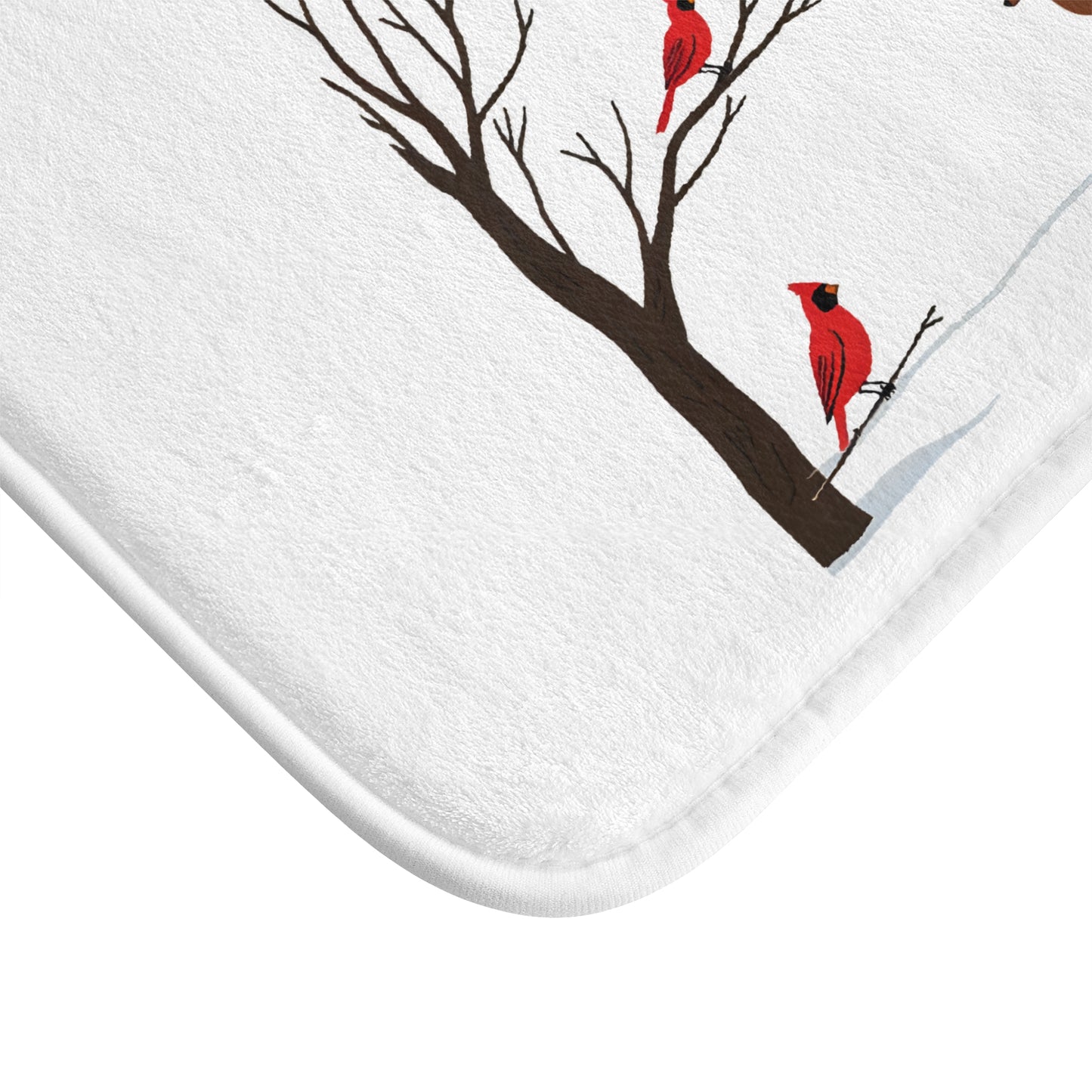 Winter Theme Bath Mat with 'Peace on Earth' Design