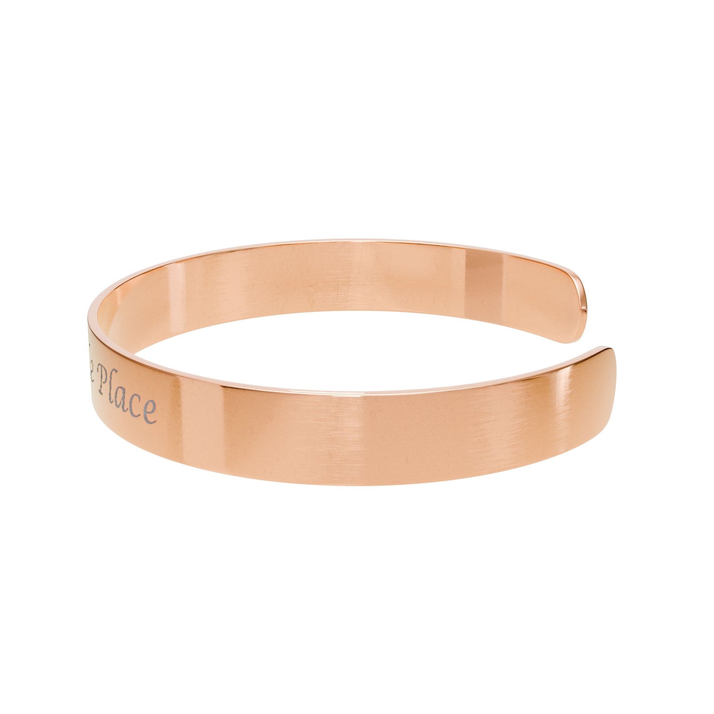 Engraved Rose Gold Cuff Bracelet — “My Soul’s Safe Place” Personalized Statement Jewelry