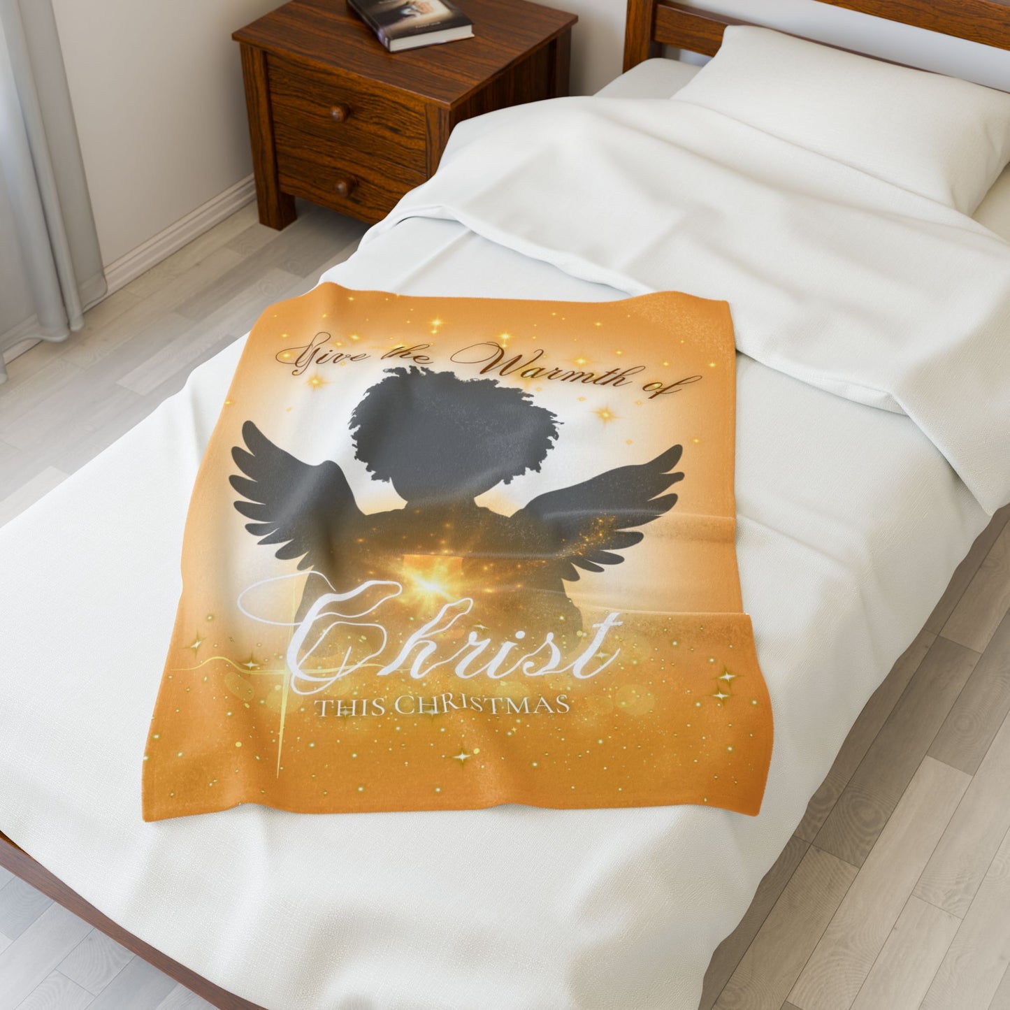 Warmth of Christ Velveteen Plush Blanket for Christmas