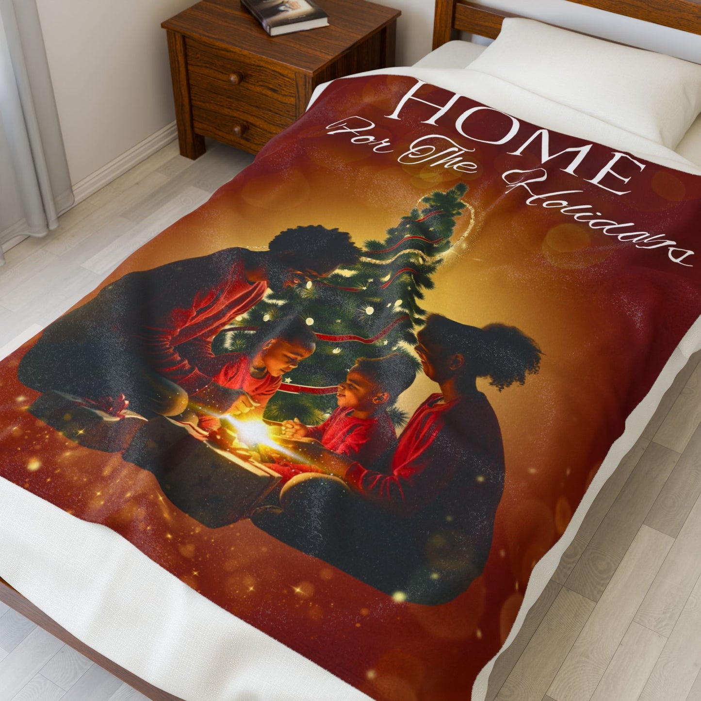 Cozy Velveteen Plush Blanket - Home for the Holidays