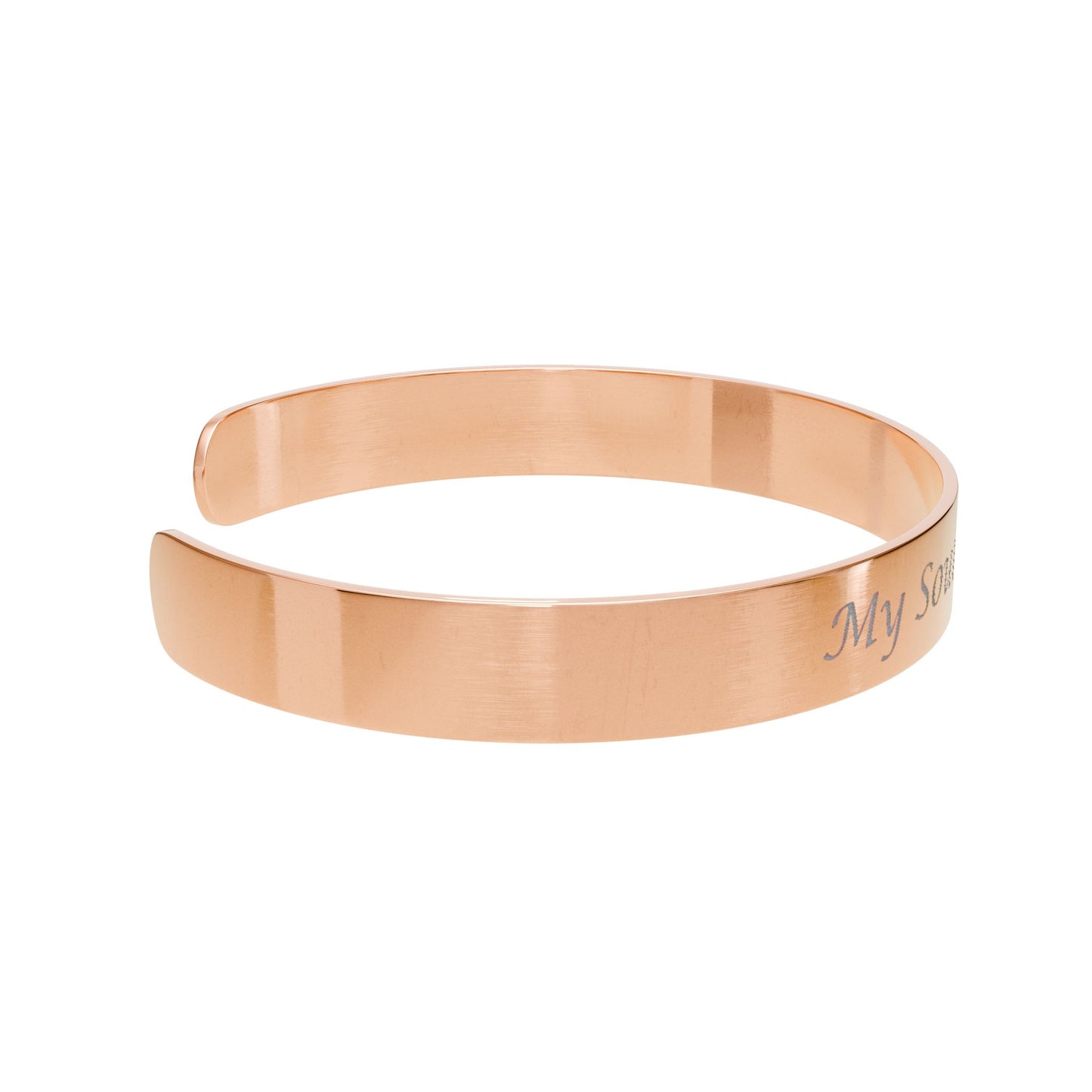 Engraved Rose Gold Cuff Bracelet — “My Soul’s Safe Place” Personalized Statement Jewelry