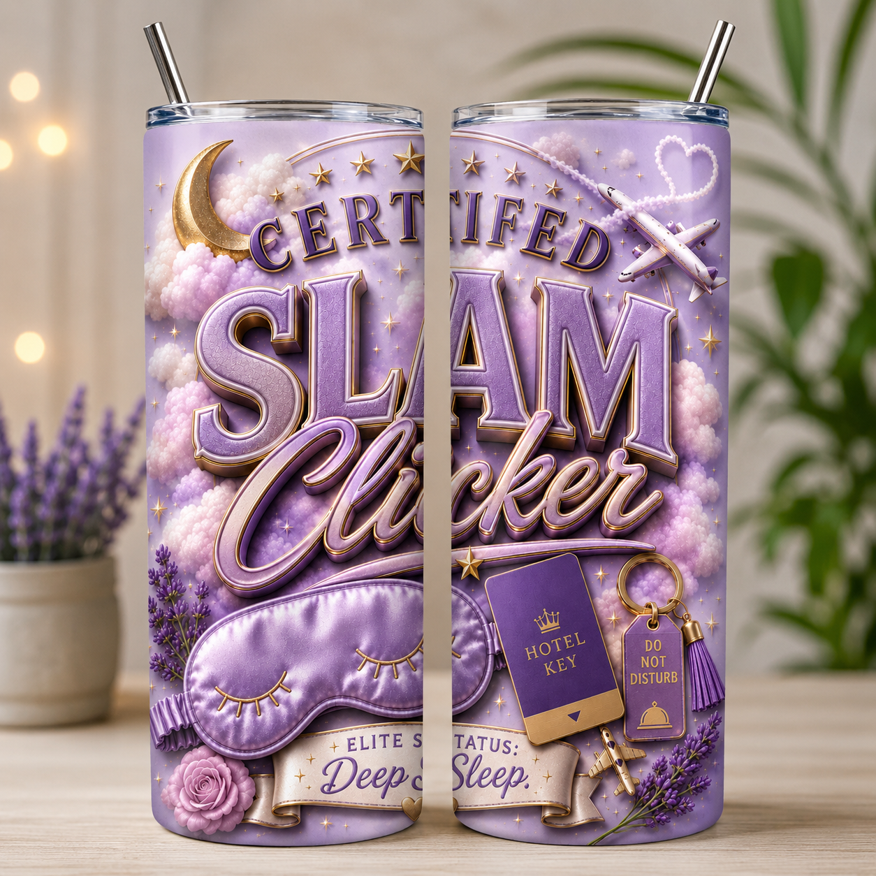 Certified Slam Clicker™ 20 oz Skinny Tumbler Purple