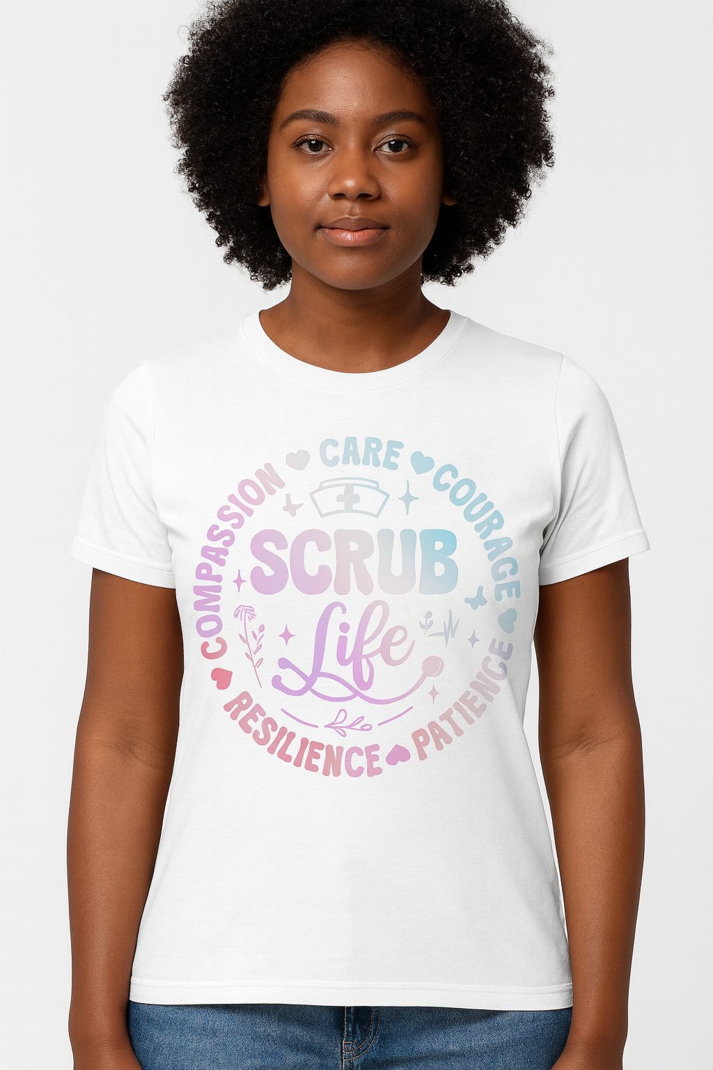 Compassionate Scrub Life T-Shirt | Unisex Softstyle Tee for Healthcare Workers, Nursing Gift, Medical Apparel, Positive Vibes