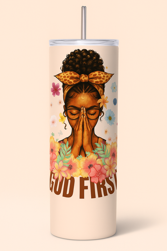 God First Tumbler 20oz - with Floral Design