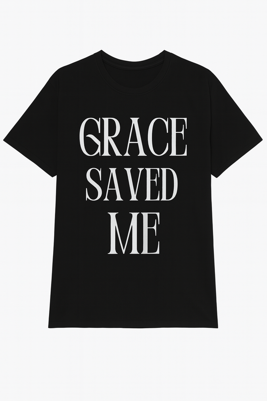 Grace Saved Me – Unisex Black Statement Tee