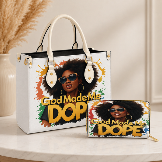 God Made Me Dope Handbag with Wallet
