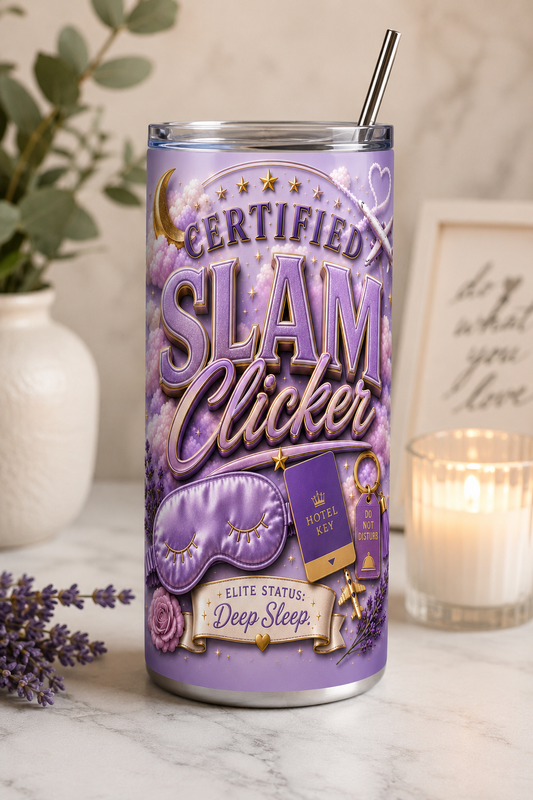 Certified Slam Clicker™ 20 oz Skinny Tumbler Purple