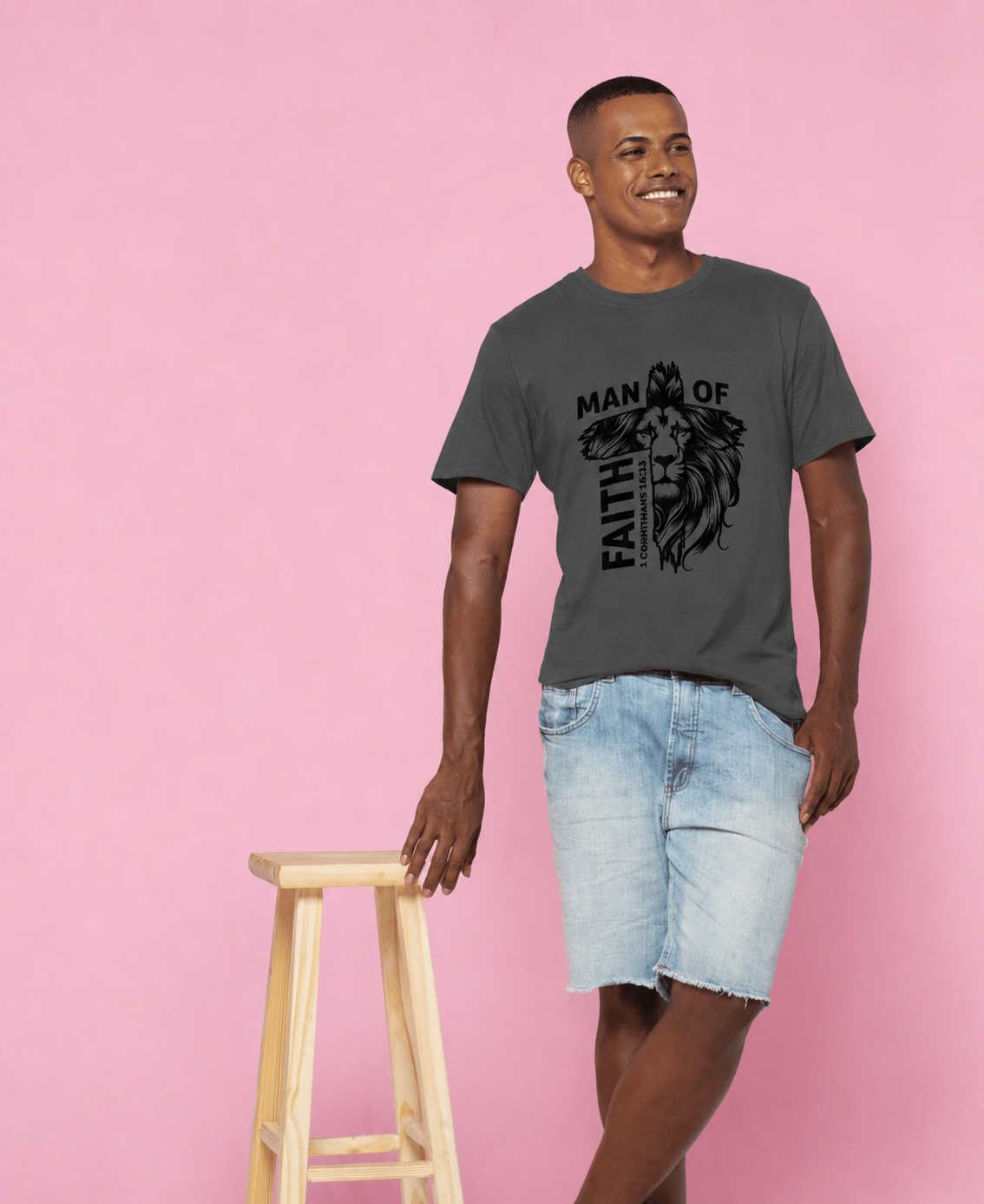 Man of Faith – Lion Cross Christian T-Shirt