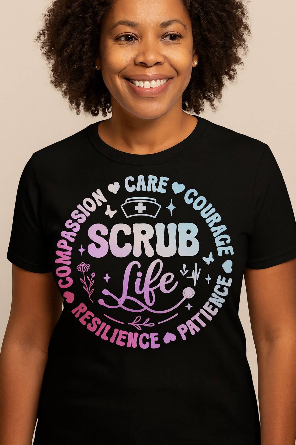 Compassionate Scrub Life T-Shirt | Unisex Softstyle Tee for Healthcare Workers, Nursing Gift, Medical Apparel, Positive Vibes
