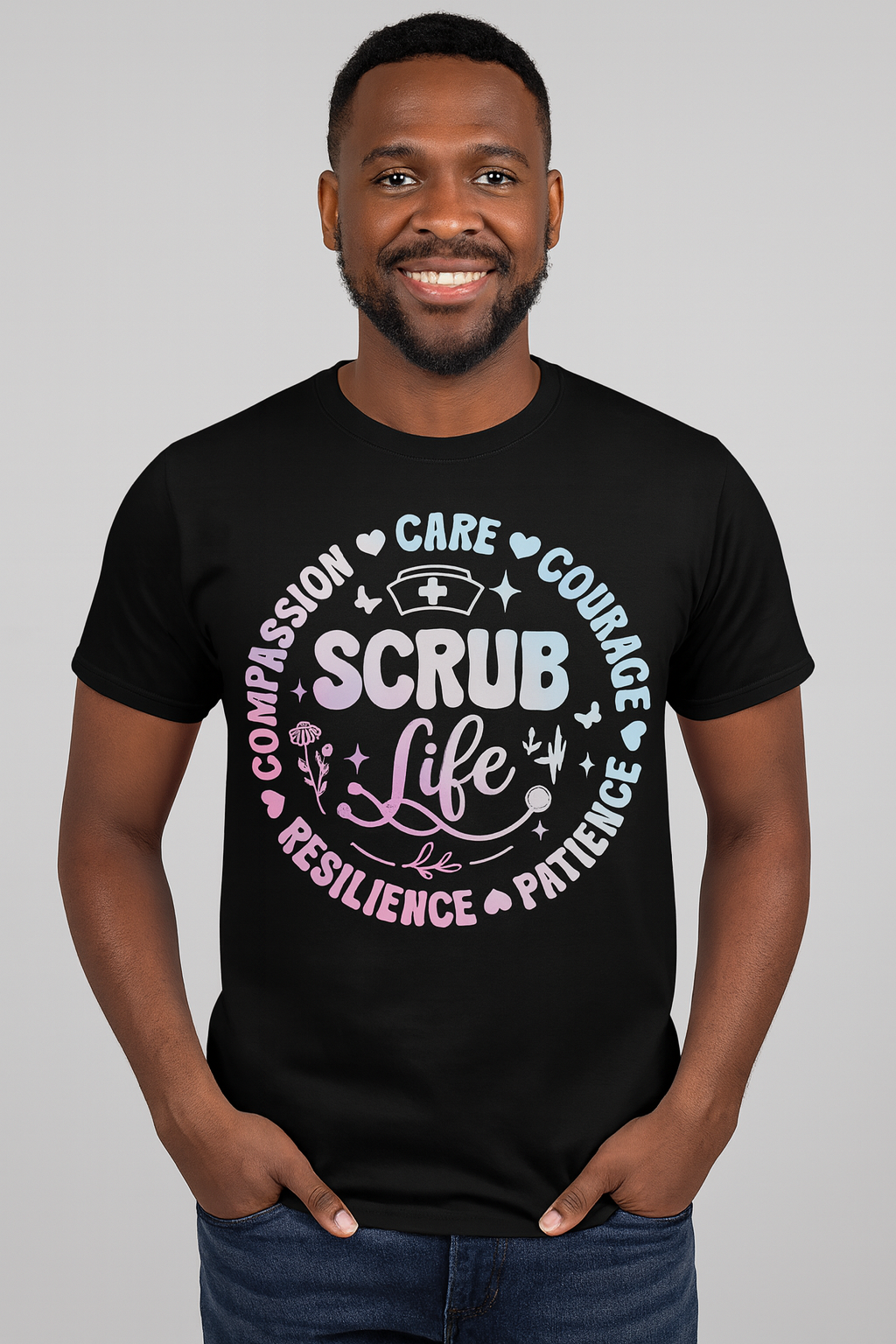 Compassionate Scrub Life T-Shirt | Unisex Softstyle Tee for Healthcare Workers, Nursing Gift, Medical Apparel, Positive Vibes