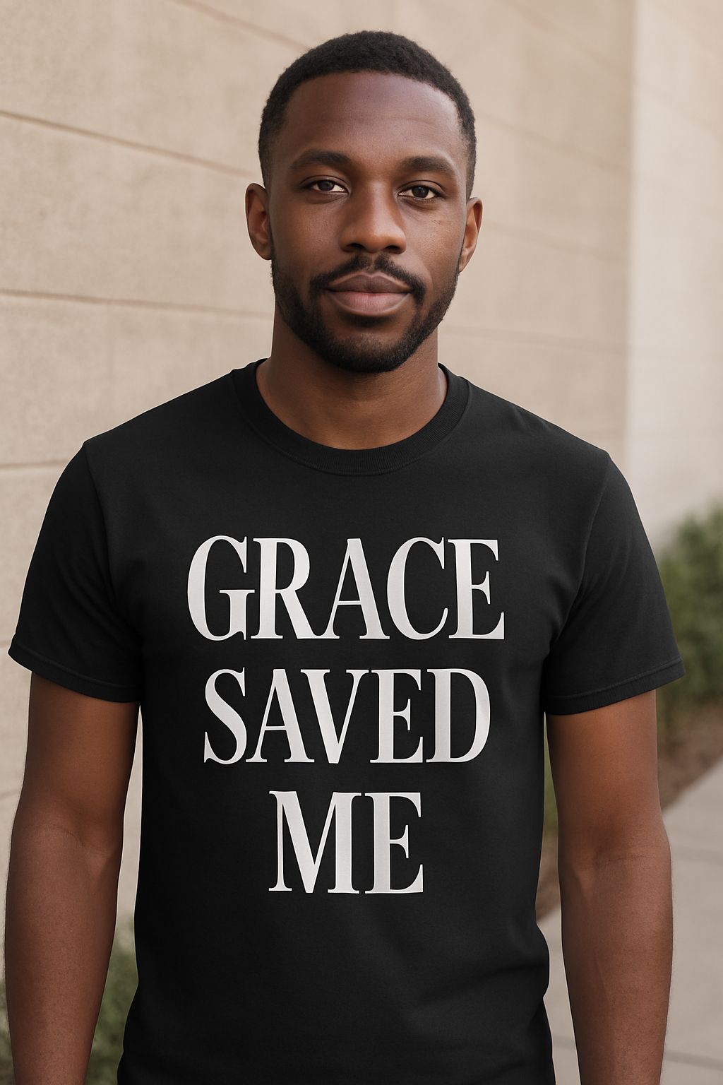 Grace Saved Me – Unisex Black Statement Tee