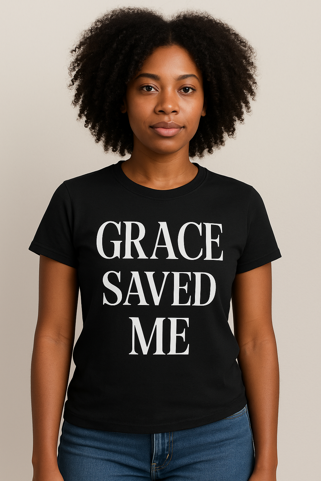 Grace Saved Me – Unisex Black Statement Tee