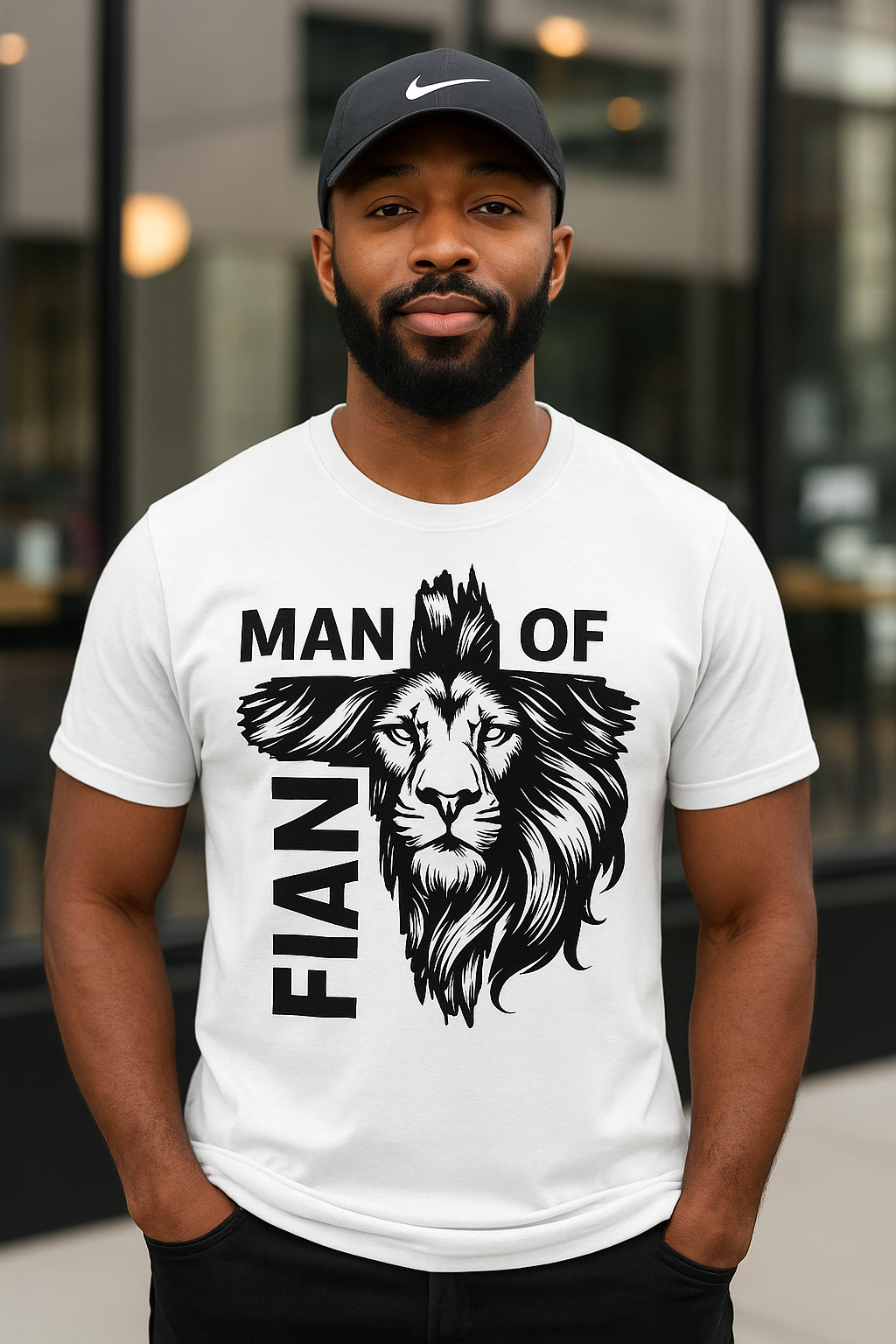 Man of Faith – Lion Cross Christian T-Shirt