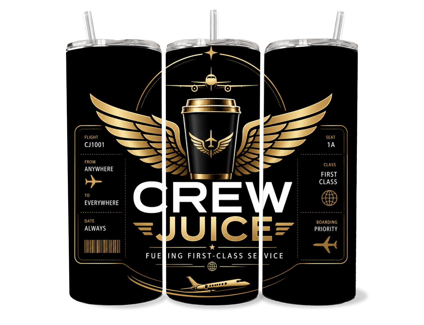 Crew Juice – 20 oz Skinny Tumbler Black