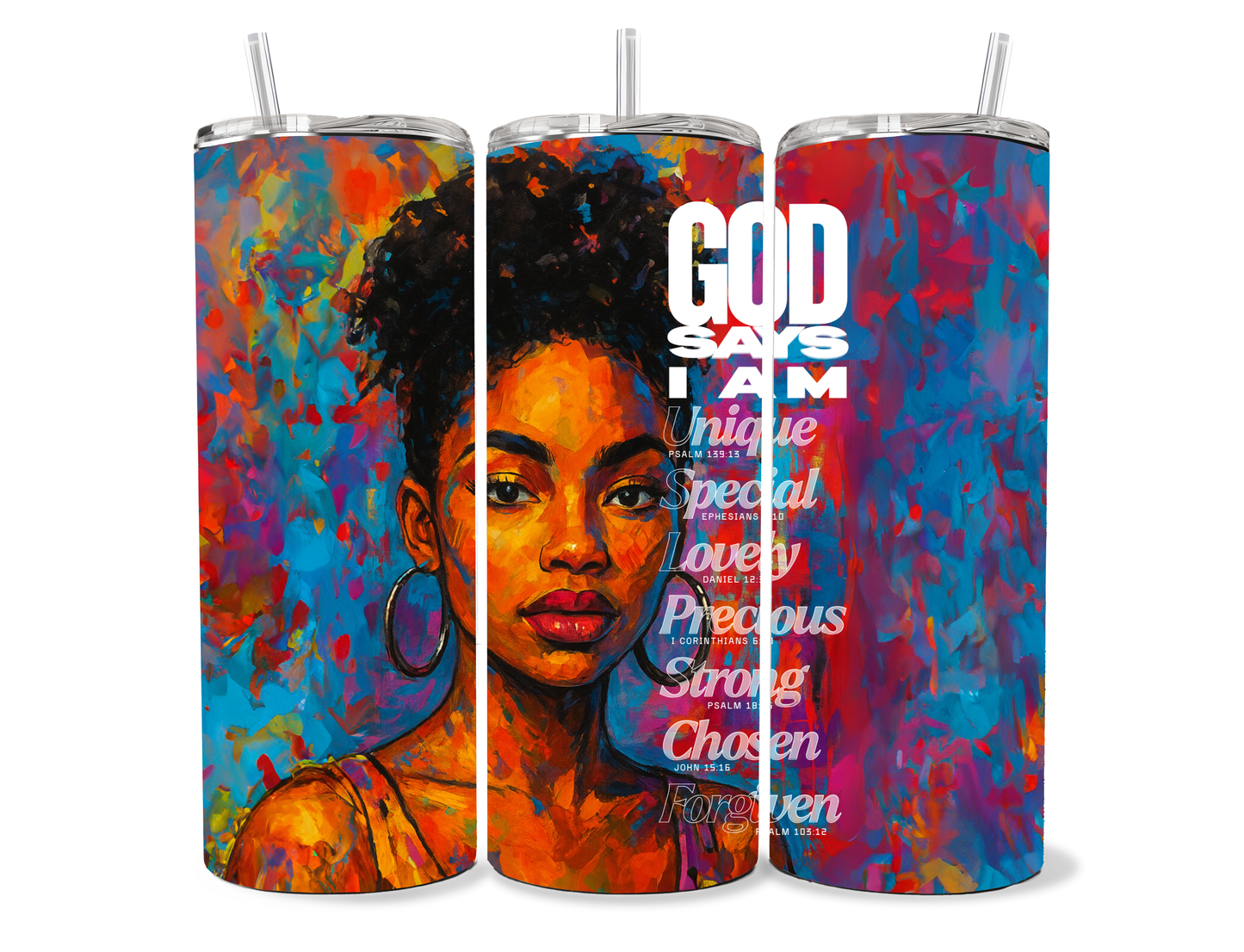 “God Says I Am” 20 ounce Skinny Tumbler