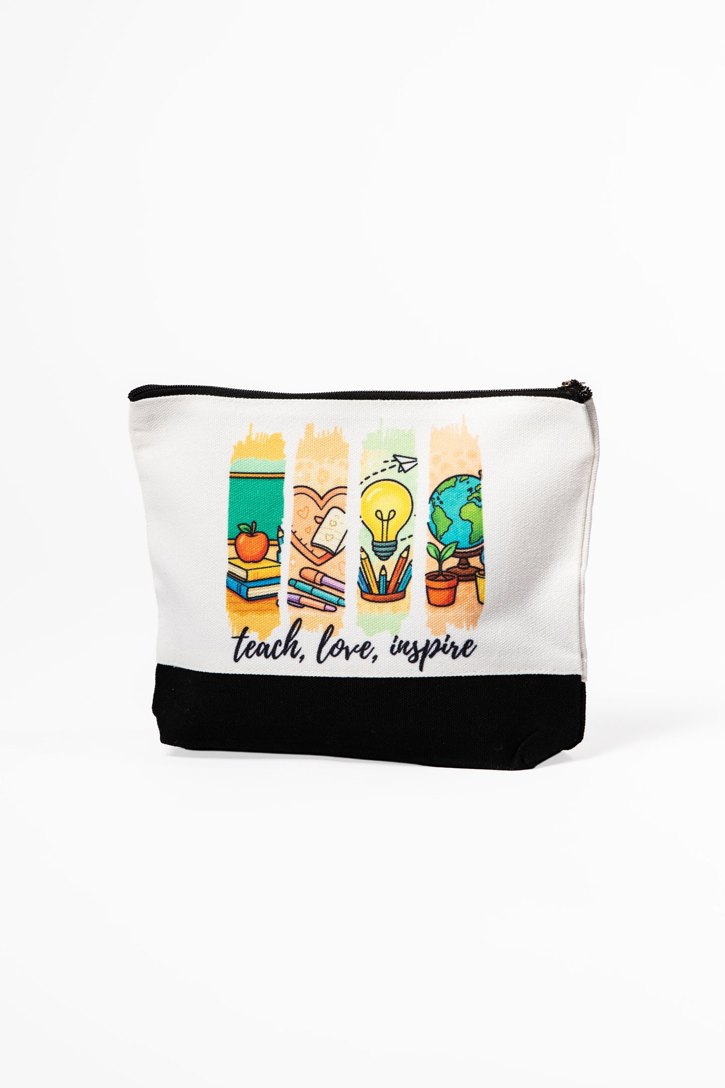 Teach, Love, Inspire” Teacher Tote Bag and Cosmetic Bag Set