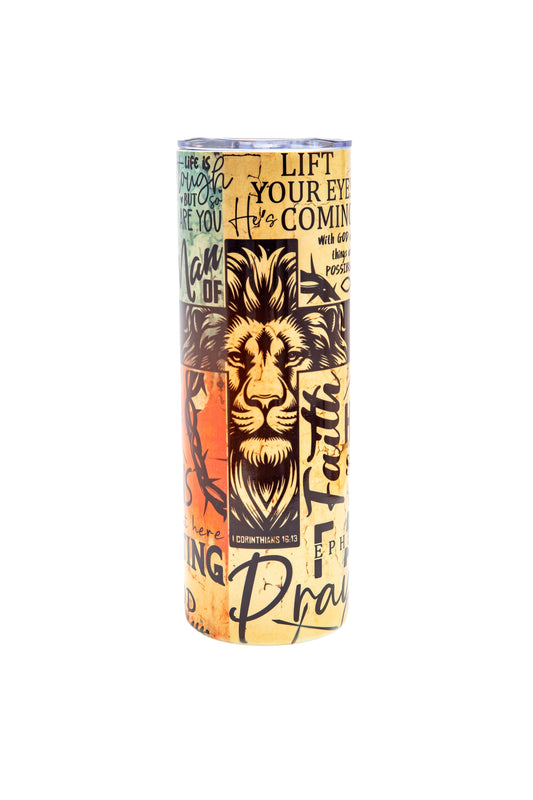 Man of Faith 20 oz Skinny Tumbler – Christian Inspiration, Strength & Purpose ✨