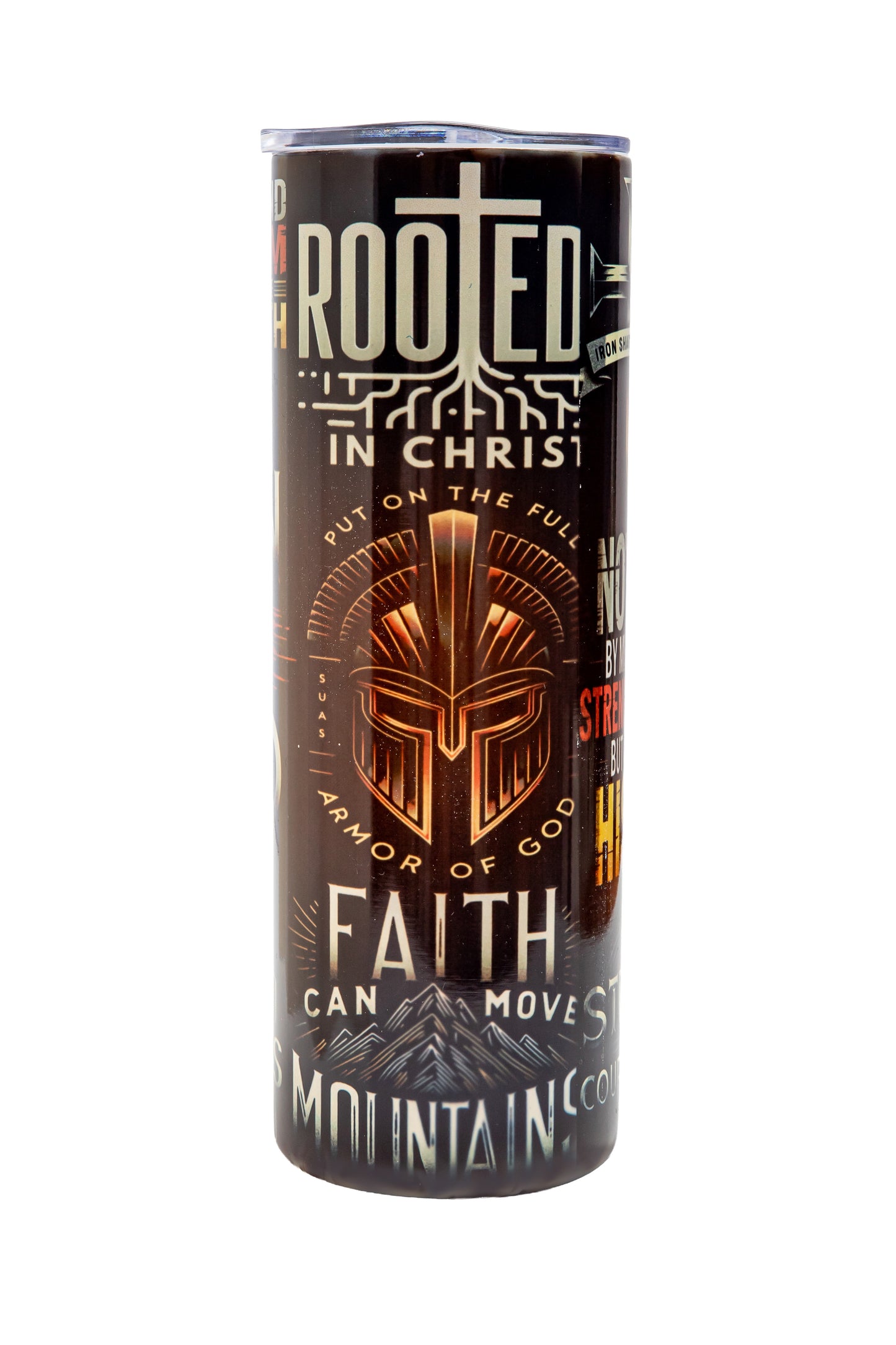 Man of God 20 oz Skinny Tumbler – Bold Christian Tumbler for Men | Faith, Strength & Scripture Design