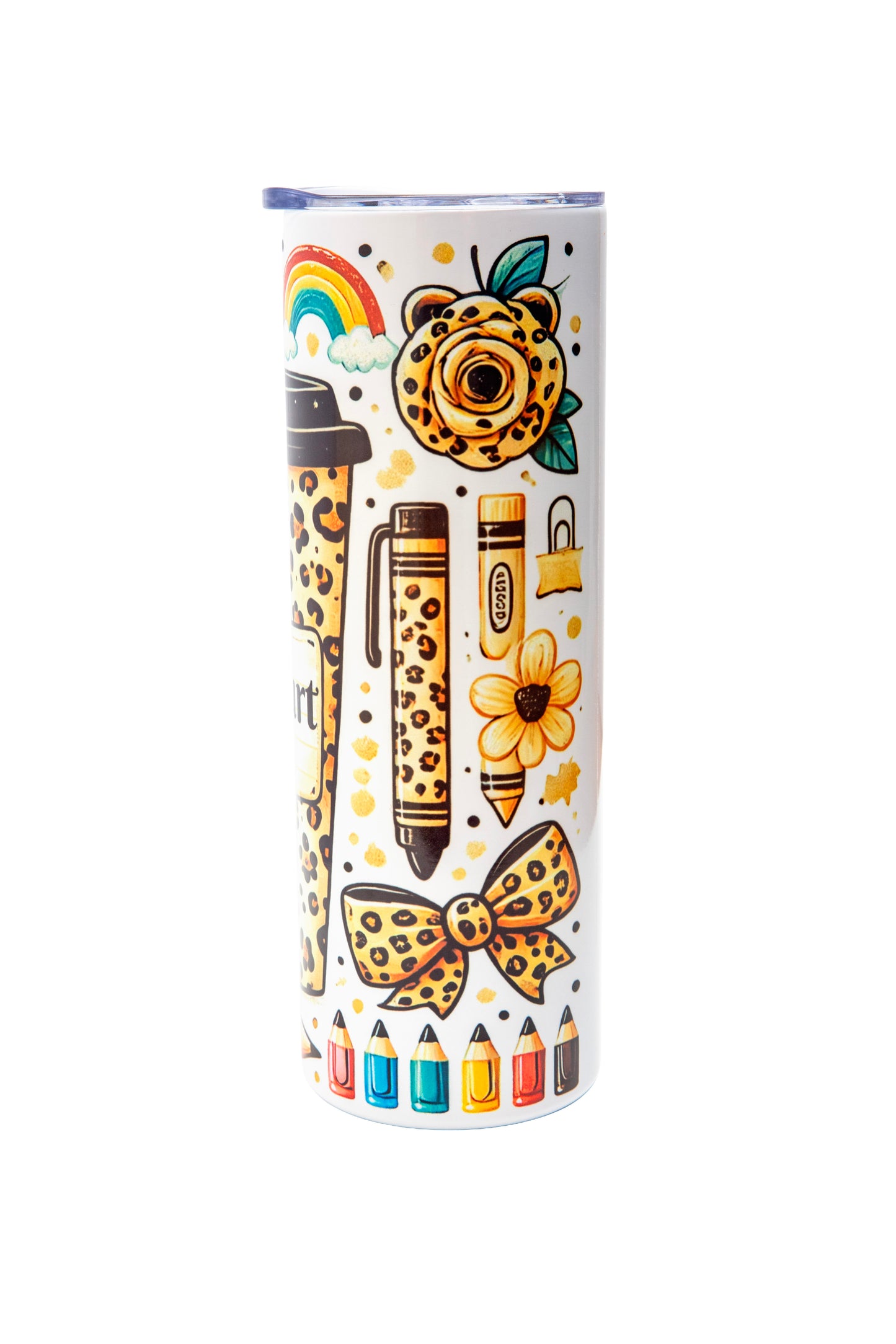 Leopard Teacher 20oz Skinny Tumbler – Personalized “Name” Design