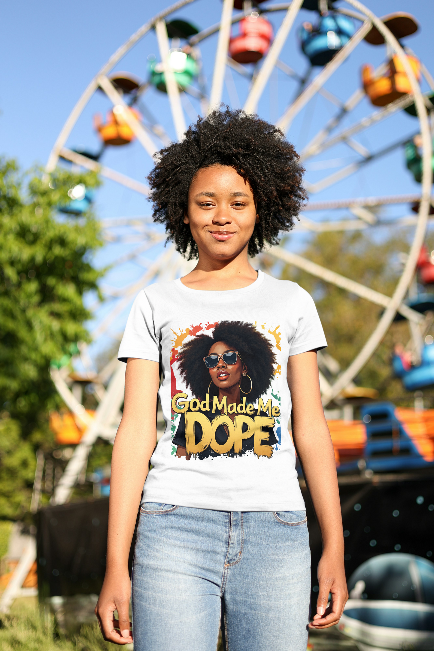 “God Made Me Dope” Afro Queen T-Shirt – OmniGoods Exclusive