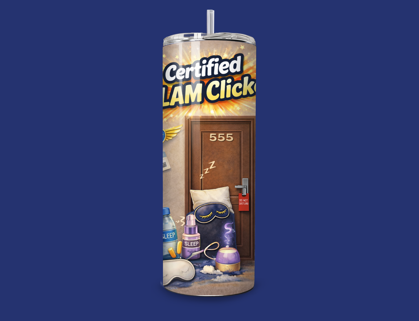 Certified SLAM Clicker – 20 oz Skinny Tumbler "Brown"✈️😴