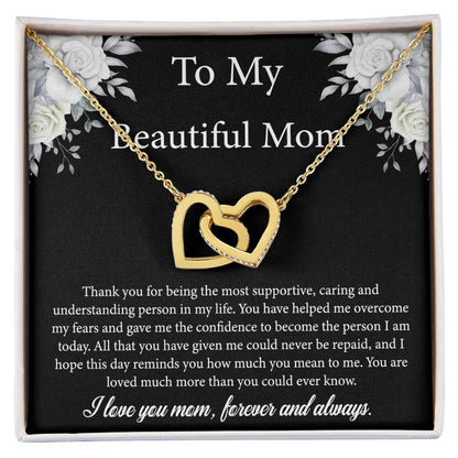 To My Beautiful Mom | Thank You - Interlocking Hearts necklace