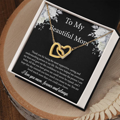 To My Beautiful Mom | Thank You - Interlocking Hearts necklace