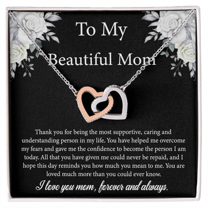 To My Beautiful Mom | Thank You - Interlocking Hearts necklace