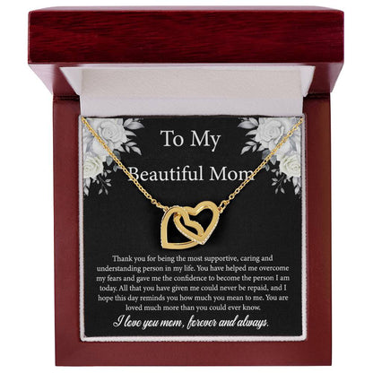 To My Beautiful Mom | Thank You - Interlocking Hearts necklace