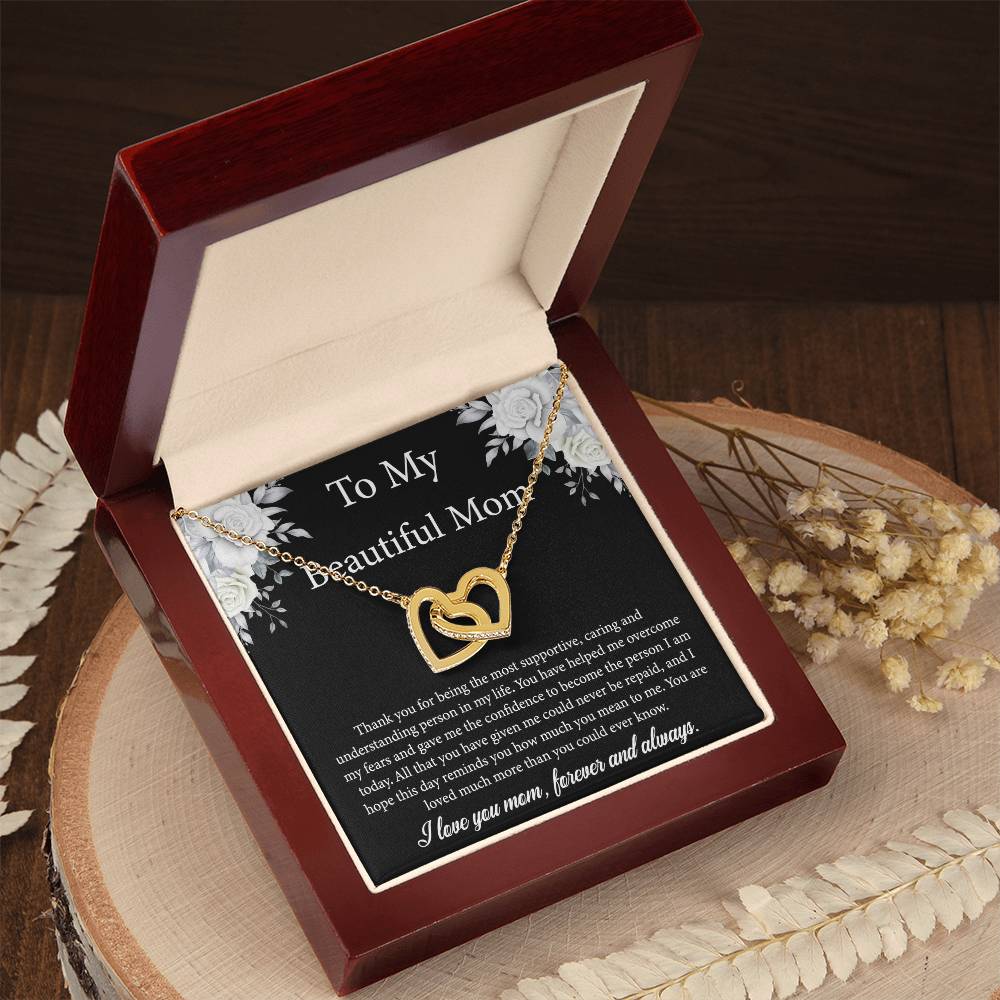 To My Beautiful Mom | Thank You - Interlocking Hearts necklace