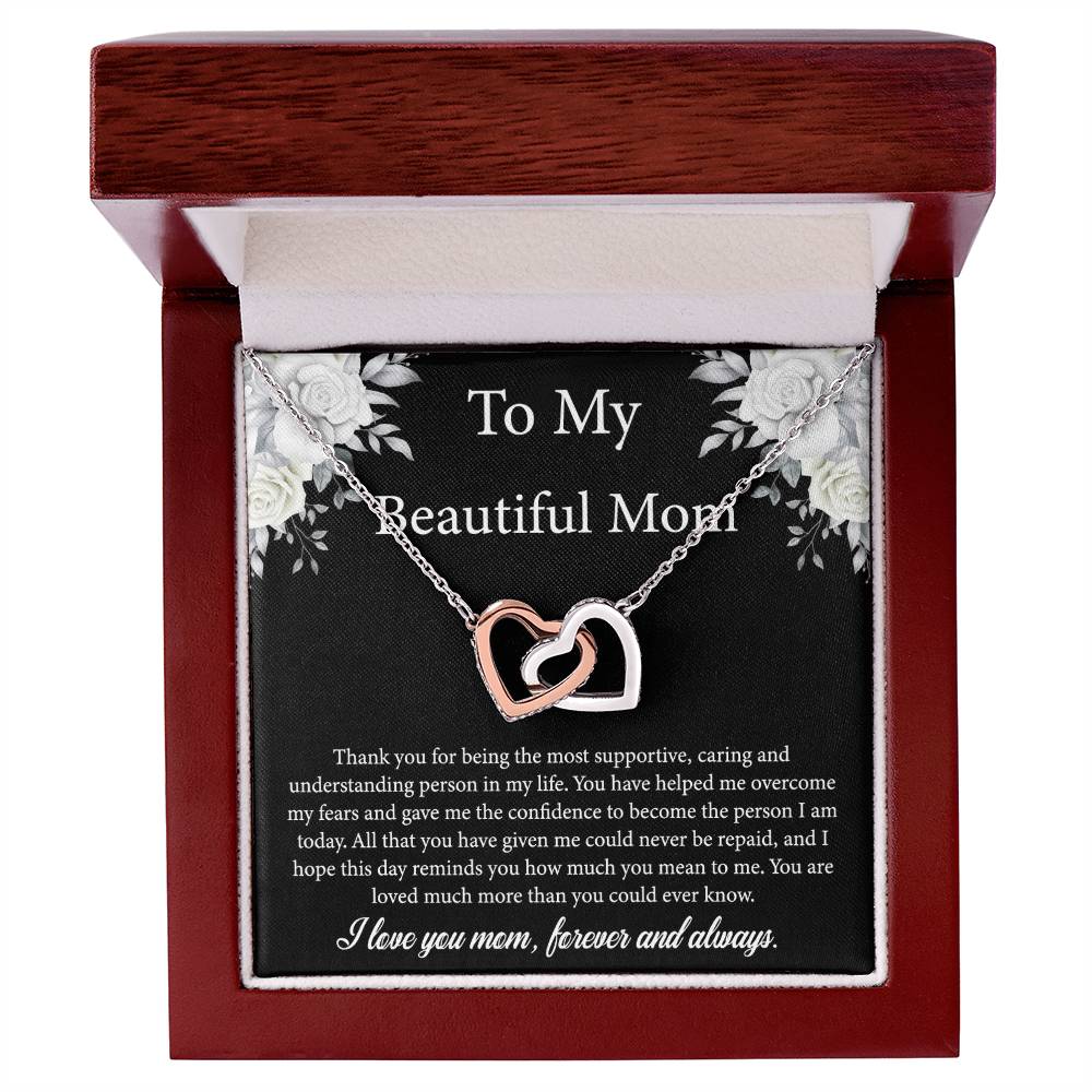 To My Beautiful Mom | Thank You - Interlocking Hearts necklace