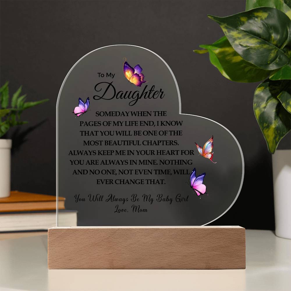 To My Daughter | Printed Heart Acrylic Plaque