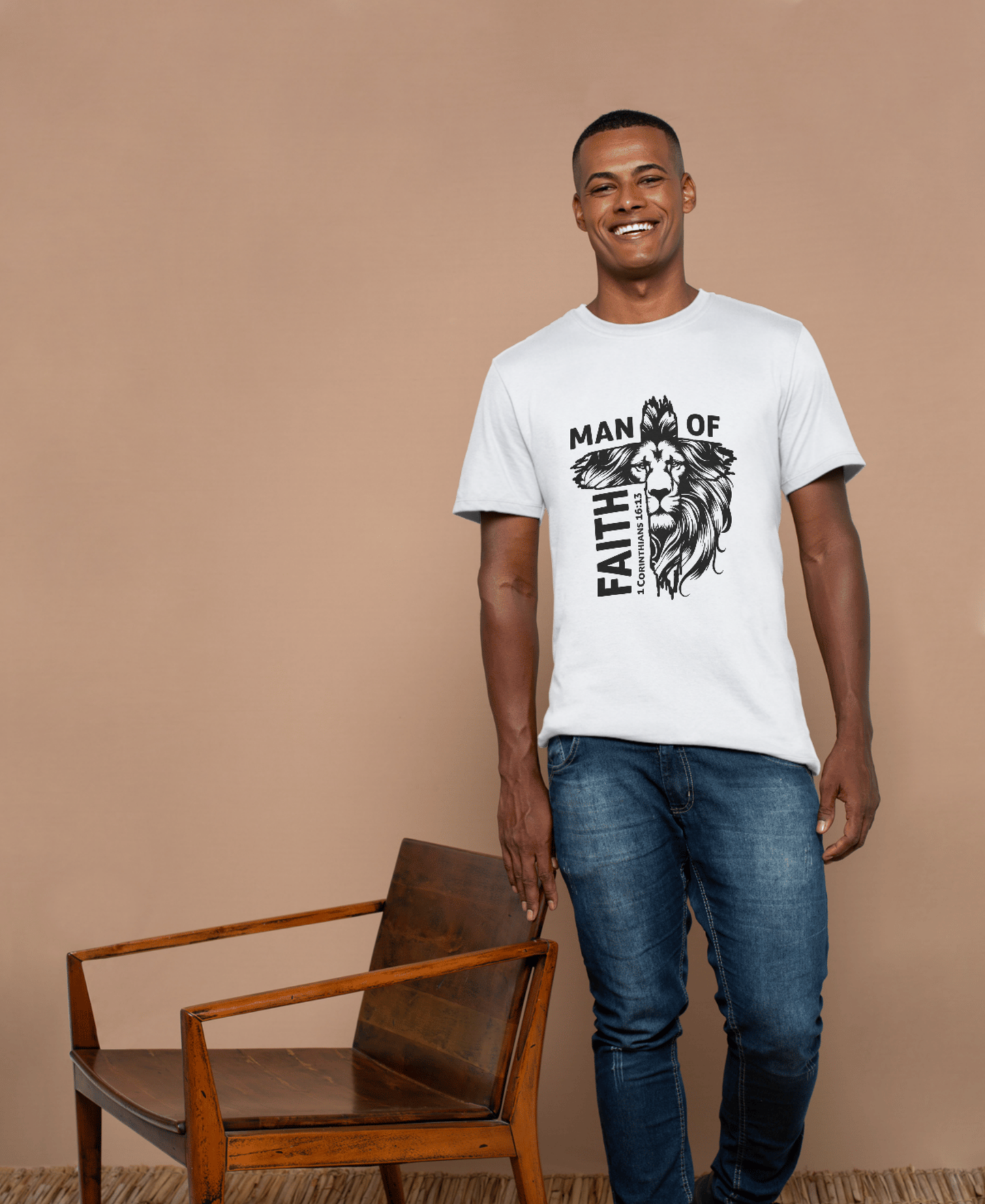 Man of Faith – Lion Cross Christian T-Shirt